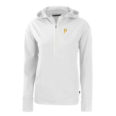 Pittsburgh Pirates Cutter & Buck Women's Daybreak Eco Recycled Half-Zip Hoodie - White Hoodies