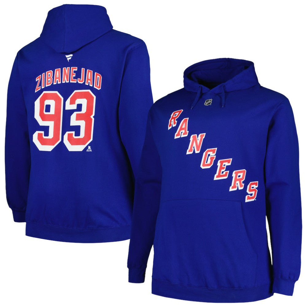 Mika Zibanejad New York Rangers Profile Big & Tall Name & Number Pullover Hoodie - Blue | US 200464396