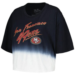 Christian McCaffrey San Francisco 49ers Majestic Threads Women's Dip-Dye Player Name & Number Crop Top - Black/White Tops