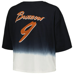 Joe Burrow Cincinnati Bengals Majestic Threads Women's Dip-Dye Player Name & Number Crop Top - Black/White Tops