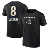 Lamar Jackson Baltimore Ravens Team Wordmark Name & Number T-Shirt - Black T-shirts