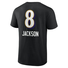Lamar Jackson Baltimore Ravens Team Wordmark Name & Number T-Shirt - Black T-shirts