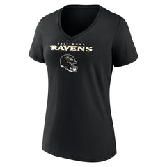Lamar Jackson Baltimore Ravens Women's Team Wordmark Name & Number V-Neck T-Shirt - Black T-shirts