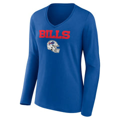 Josh Allen Buffalo Bills Women's Team Wordmark Long Sleeve V-Neck T-Shirt - Royal T-shirts
