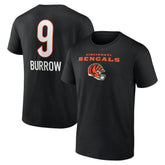 Joe Burrow Cincinnati Bengals Team Wordmark Name & Number T-Shirt - Black T-shirts