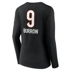 Joe Burrow Cincinnati Bengals Women's Team Wordmark Long Sleeve V-Neck T-Shirt - Black T-shirts