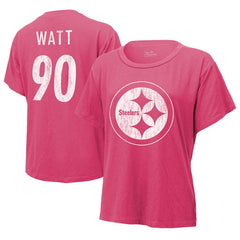 T.J. Watt Pittsburgh Steelers Majestic Threads Women's Name & Number T-Shirt - Pink T-shirts