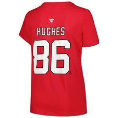 Jack Hughes New Jersey Devils Fanatics Women's Plus Size Name & Number T-Shirt - Red | US 200472722