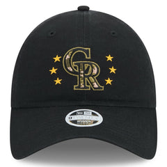Colorado Rockies New Era Women's 2024 Armed Forces Day 9TWENTY Adjustable Hat - Black Hats