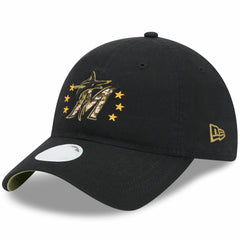 Miami Marlins New Era Women's 2024 Armed Forces Day 9TWENTY Adjustable Hat - Black Hats