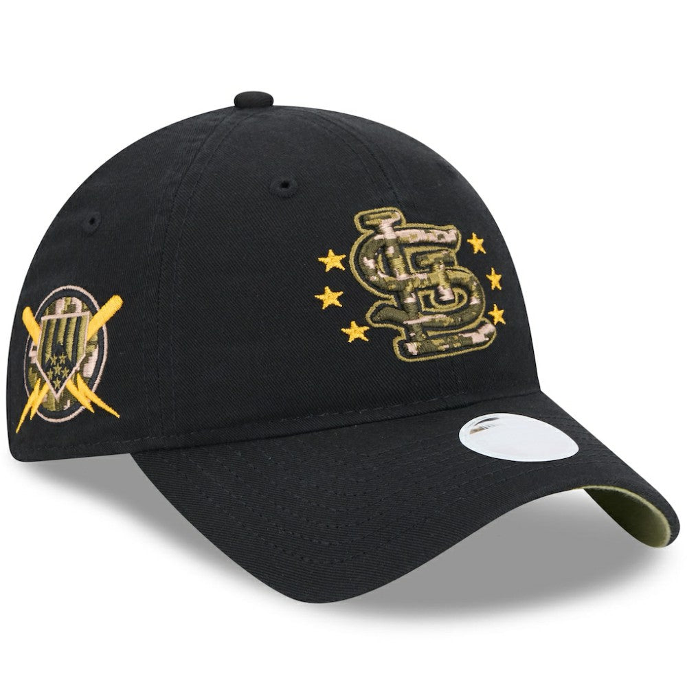 St. Louis Cardinals New Era Women's 2024 Armed Forces Day 9TWENTY Adjustable Hat - Black Hats