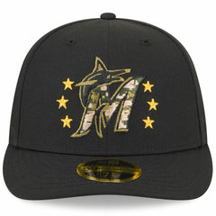 Miami Marlins New Era 2024 Armed Forces Day Low Profile 59FIFTY Fitted Hat - Black Hats