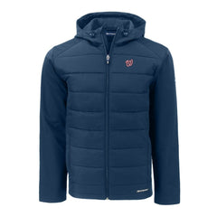 Washington Nationals Cutter & Buck Big & Tall Evoke Hybrid Eco Softshell Recycled Full-Zip Hoodie - Navy Hoodies