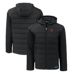 San Francisco Giants Cutter & Buck Evoke Hybrid Eco Softshell Recycled Full-Zip Hoodie - Black Hoodies