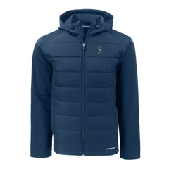 Seattle Mariners Cutter & Buck Evoke Hybrid Eco Softshell Recycled Full-Zip Hoodie - Navy Hoodies