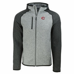 Cincinnati Reds Cutter & Buck Mainsail Full-Zip Hooded Jacket - Heather Charcoal/Heather Gray Jackets