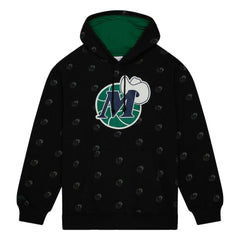 Dallas Mavericks Hardwood Classics Allover Print Pullover Hoodie Black - Mitchell & Ness