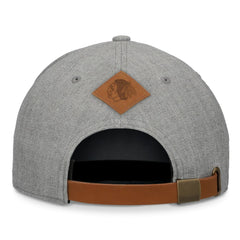 Chicago Blackhawks Fanatics Elements A-Frame Leather Strapback Hat - Heather Gray | US 200496202