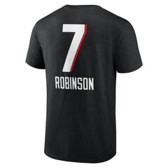 Bijan Robinson Atlanta Falcons Team Wordmark Name & Number T-Shirt - Black T-shirts