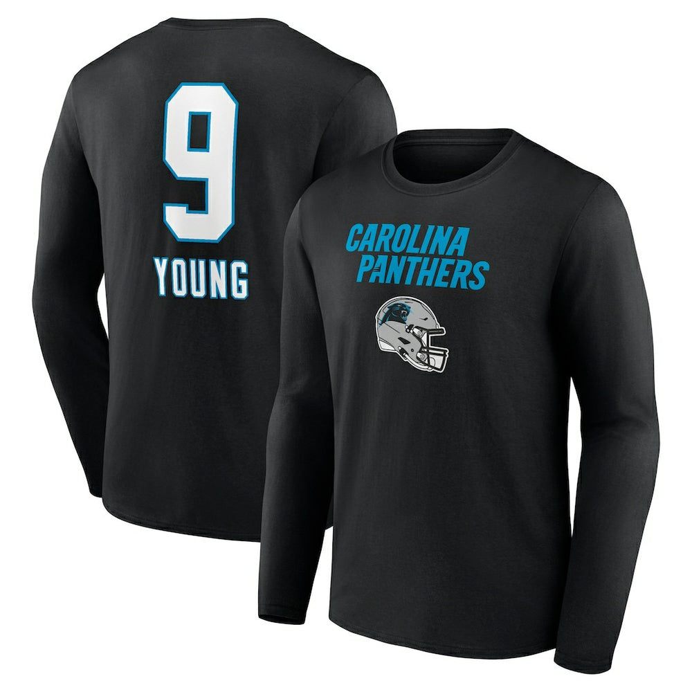 Bryce Young Carolina Panthers Team Wordmark Name & Number Long Sleeve T-Shirt - Black T-shirts