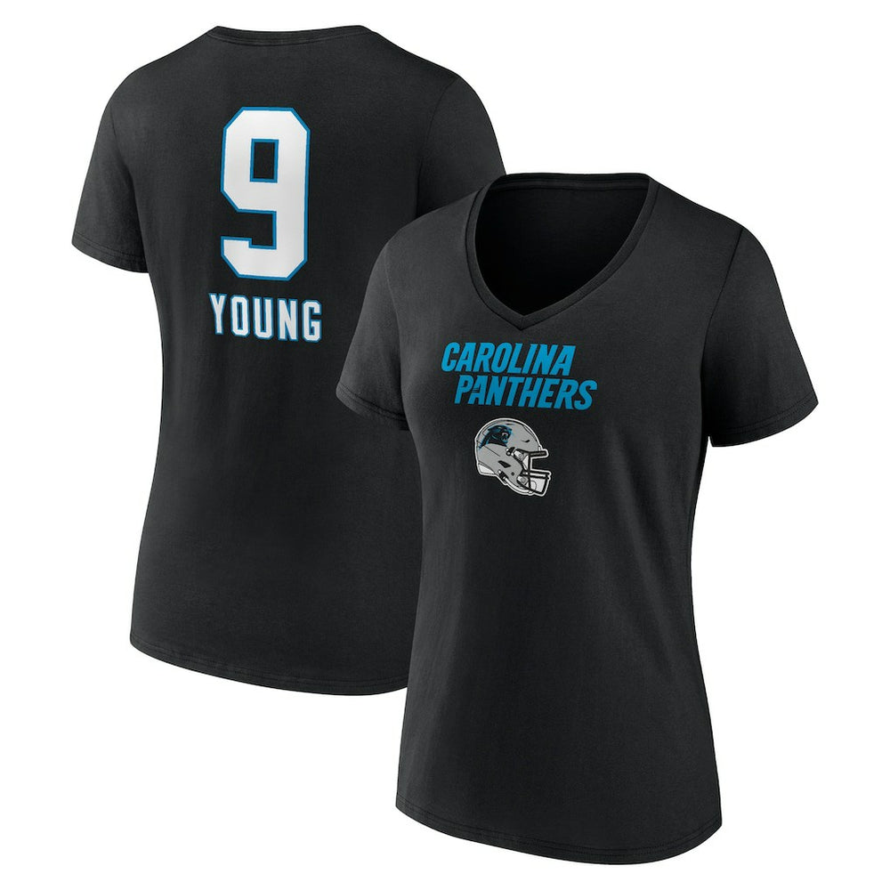 Bryce Young Carolina Panthers Women's Team Wordmark Name & Number V-Neck T-Shirt - Black T-shirts
