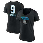 Bryce Young Carolina Panthers Women's Team Wordmark Name & Number V-Neck T-Shirt - Black T-shirts