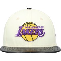 Los Angeles Lakers Faux Leather Visor Two-Tone 59FIFTY Fitted Hat White/Black - New Era