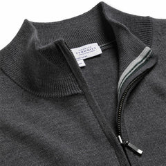 New York Jets Charles Tyrwhitt Merino Quarter-Zip Pullover Sweater - Gray Pullover