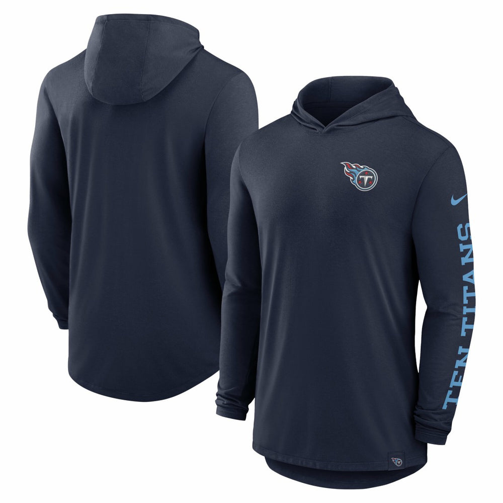Tennessee Titans Blitz Tri-Blend Dri-FIT Long Sleeve Hoodie T-Shirt - Navy Hoodies