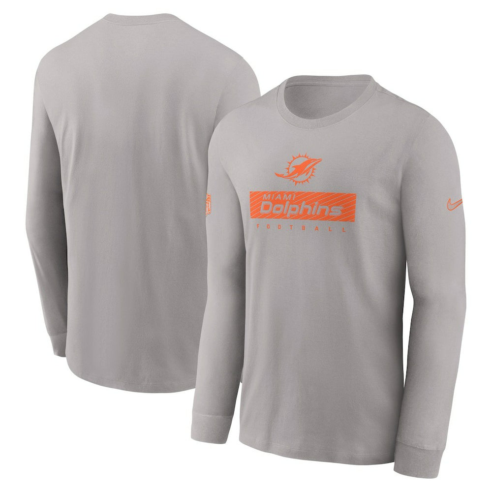 Miami Dolphins Sideline Dri-FIT Long Sleeve T-Shirt - Gray T-shirts
