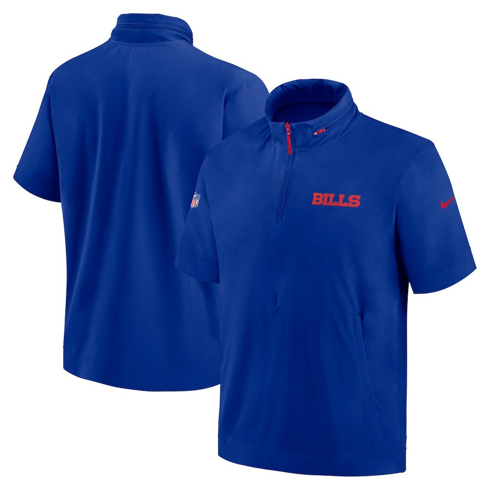 Buffalo Bills 2024 Sideline Coach Short Sleeve Half-Zip Hoodie Jacket - Royal Hoodies