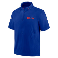 Buffalo Bills 2024 Sideline Coach Short Sleeve Half-Zip Hoodie Jacket - Royal Hoodies