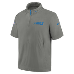 Detroit Lions 2024 Sideline Coach Short Sleeve Half-Zip Hoodie Jacket - Gray Hoodies