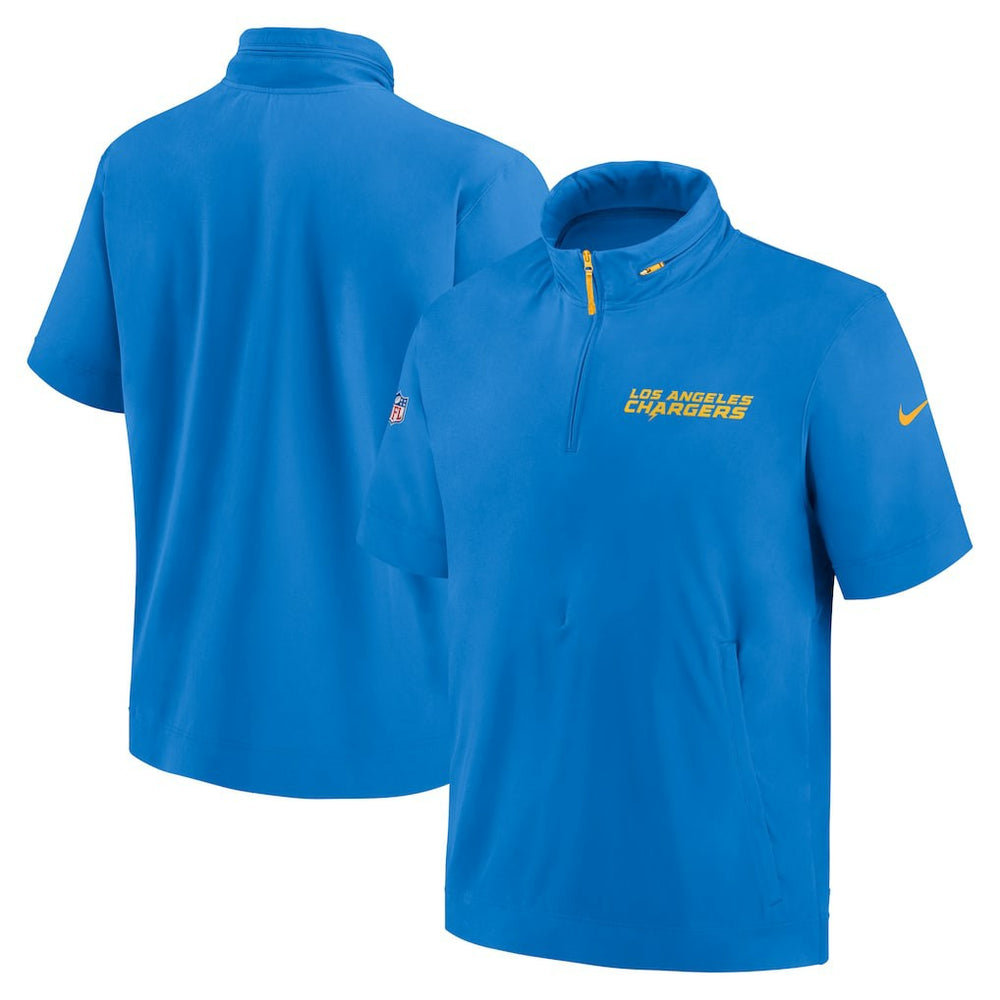 Los Angeles Chargers 2024 Sideline Coach Short Sleeve Half-Zip Hoodie Jacket - Powder Blue Hoodies
