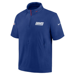 New York Giants 2024 Sideline Coach Short Sleeve Half-Zip Hoodie Jacket - Royal Hoodies