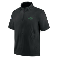 New York Jets 2024 Sideline Coach Short Sleeve Half-Zip Hoodie Jacket - Black Hoodies