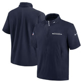 Seattle Seahawks 2024 Sideline Coach Short Sleeve Half-Zip Hoodie Jacket - College Navy Hoodies
