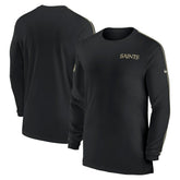 New Orleans Saints Sideline Coach UV Performance Long Sleeve T-Shirt - Black T-shirts