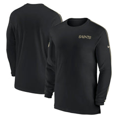 New Orleans Saints Sideline Coach UV Performance Long Sleeve T-Shirt - Black T-shirts