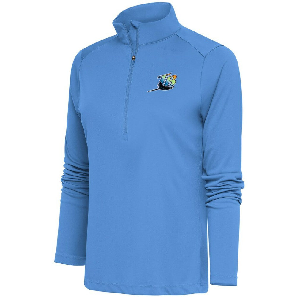 Tampa Bay Rays Antigua Women's Cooperstown Tribute Half-Zip Pullover Top - Powder Blue Pullover