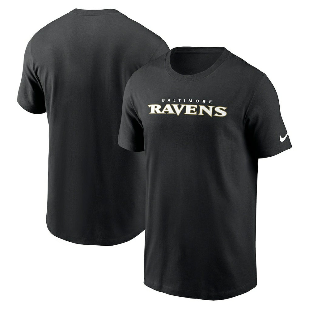 Baltimore Ravens Primetime Wordmark Essential T-Shirt - Black T-shirts