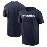 Denver Broncos Primetime Wordmark Essential T-Shirt - Navy T-shirts