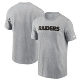 Las Vegas Raiders Primetime Wordmark Essential T-Shirt - Heather Gray T-shirts