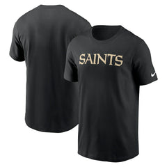 New Orleans Saints Primetime Wordmark Essential T-Shirt - Black T-shirts