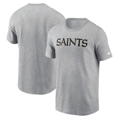 New Orleans Saints Primetime Wordmark Essential T-Shirt - Heather Gray T-shirts
