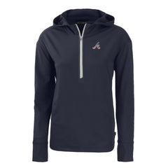 Atlanta Braves Cutter & Buck Women's Daybreak Eco Recycled Half-Zip Hoodie - Navy Hoodies