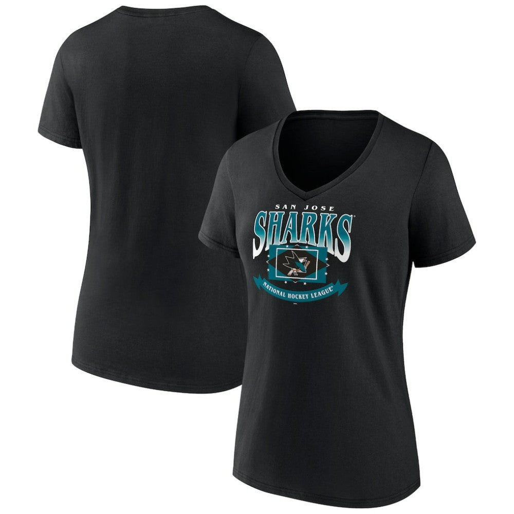San Jose Sharks Women's Slapshot V-Neck T-Shirt - Black | US 200501599