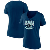 Seattle Kraken Women's Slapshot V-Neck T-Shirt - Deep Sea Blue | US 200501600