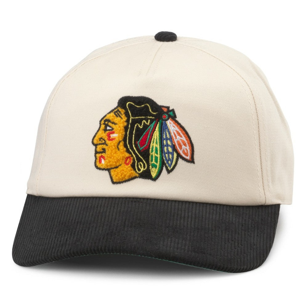 Chicago Blackhawks American Needle Burnett Adjustable Hat - Cream/Black | US 200509137