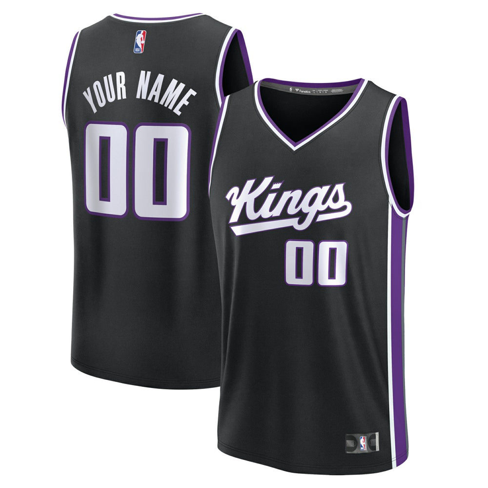 Sacramento Kings Youth Fast Break Custom Replica Jersey Black Icon Edition - Fanatics